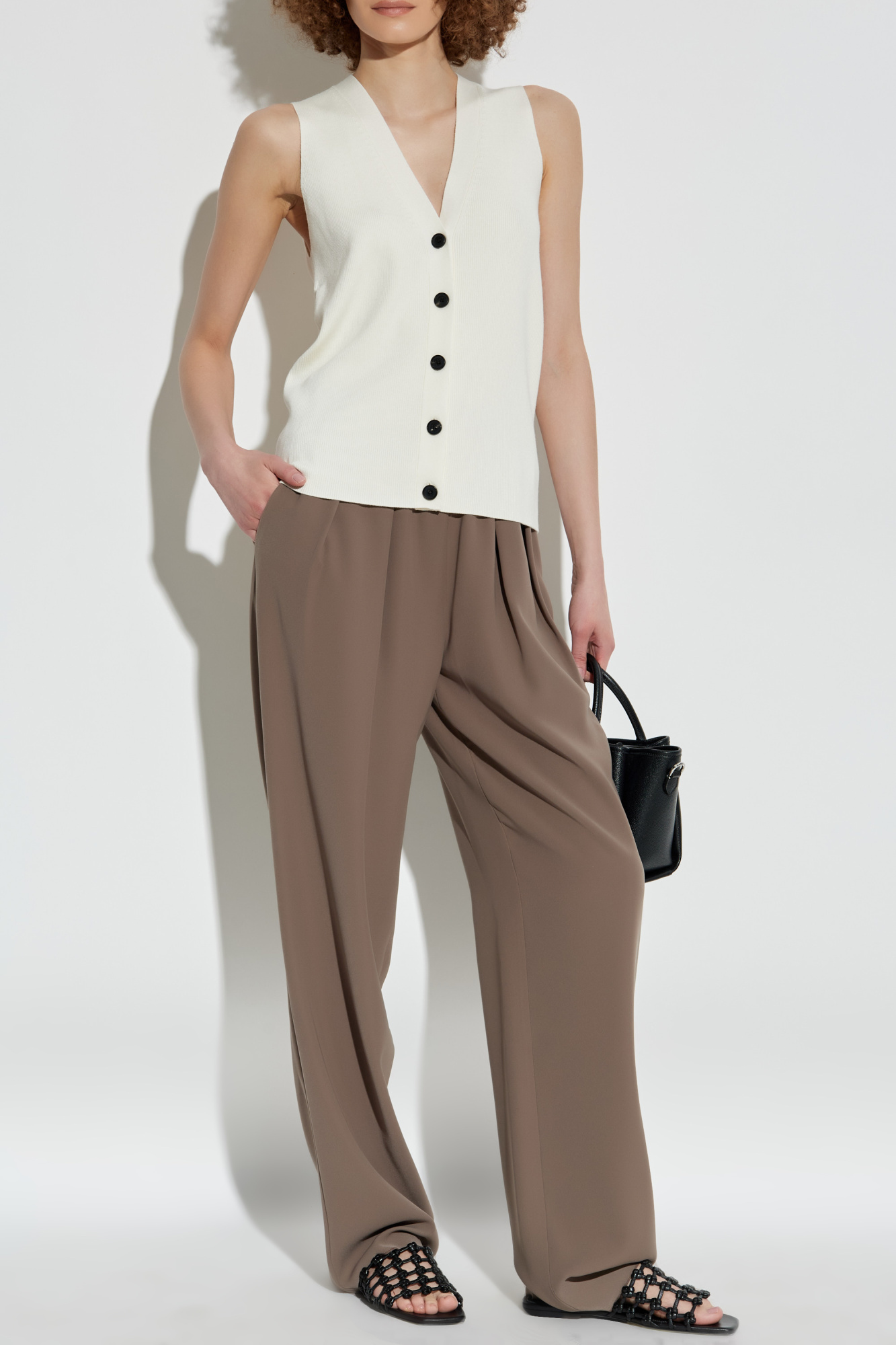 パンツ EMPORIO ARMANI Woman Pants Beige 6L2J202DV0Z 0005 Brown Straight-leg trousers Emporio Armani - Vitkac France